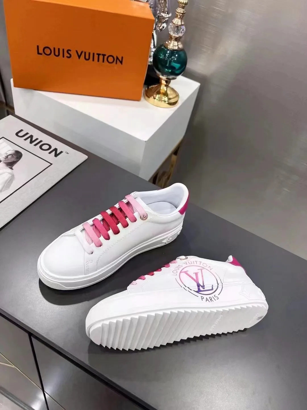 Louis Vuitton Time Out Sneaker Fuchsia Pink LV 1AA1BN - Image 9