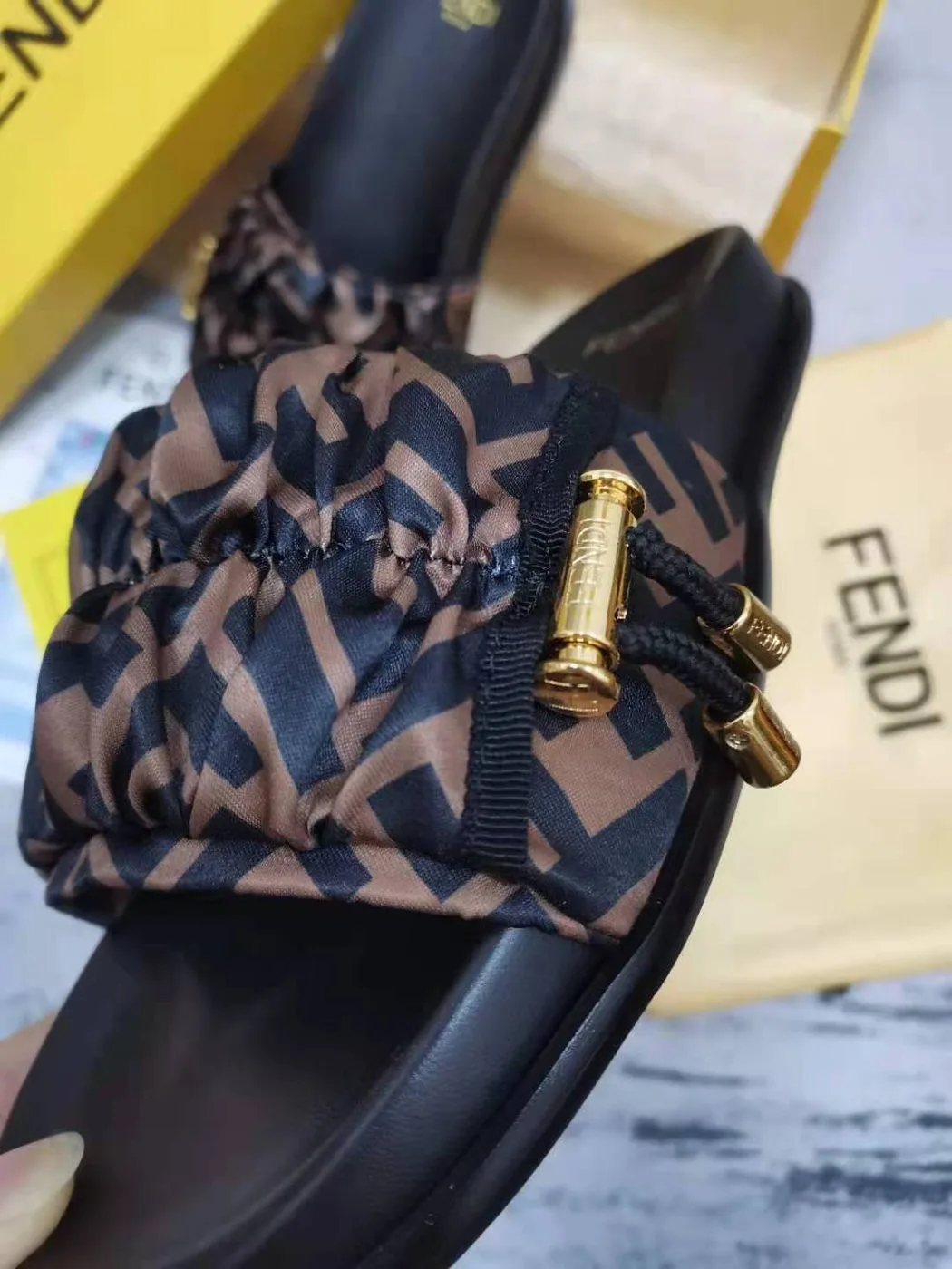 Alternative view of Fendi Feel Brown Satin Slides 8X8142AE7SF0R7V