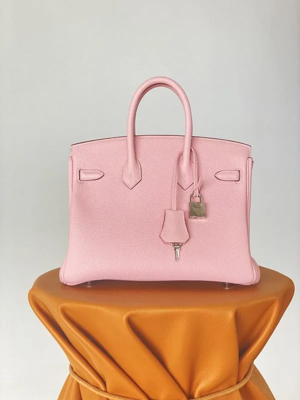 Hermes Birkin Top Handle Bag / Nata Togo Leather Pink Silver Hardware - Image 4