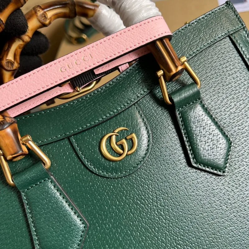 Gucci Diana Medium Tote Bag / Green Gold Hardware - Image 9