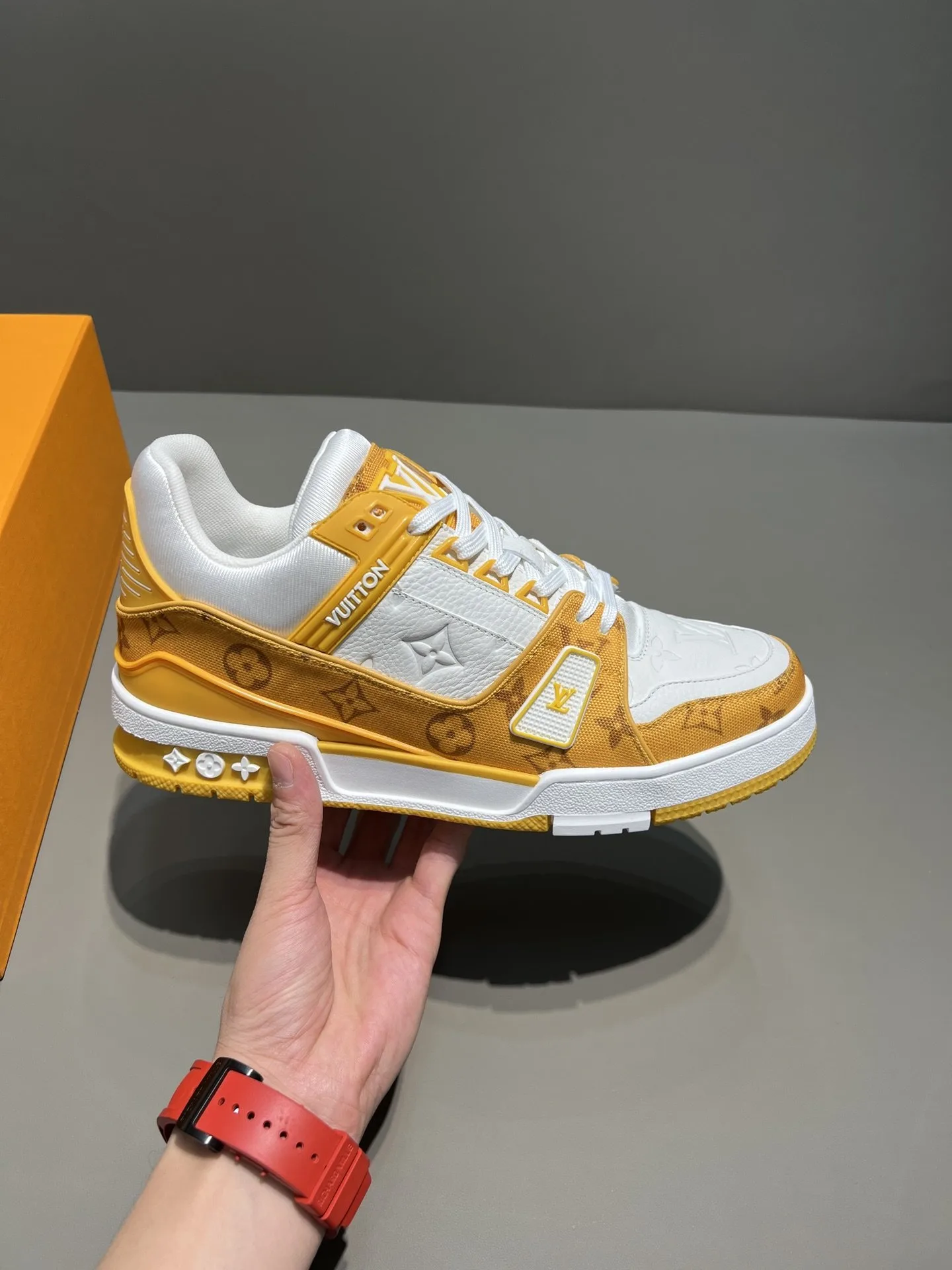 Alternative view of Louis Vuitton Trainer Sneaker Monogram Denim Yellow Virgil Abloh LV 1A9JHJ