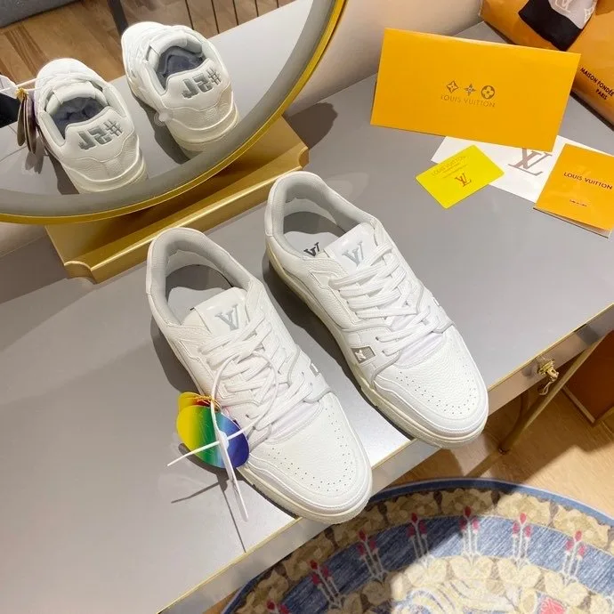 Louis Vuitton Trainer Sneaker Rubber Grain White Virgil Abloh LV 1A8WAX - Image 5