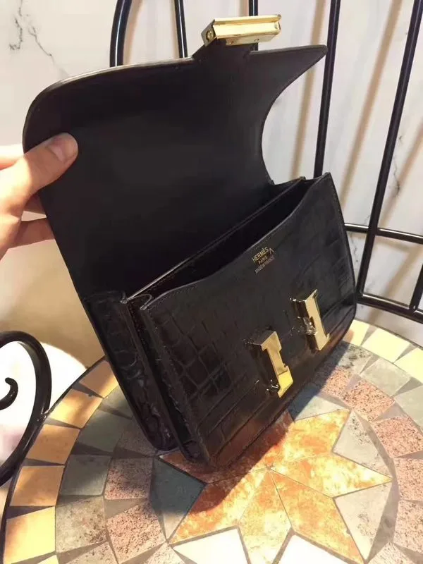 Hermes Constance 24 Pattern Crocodile Black - Image 6