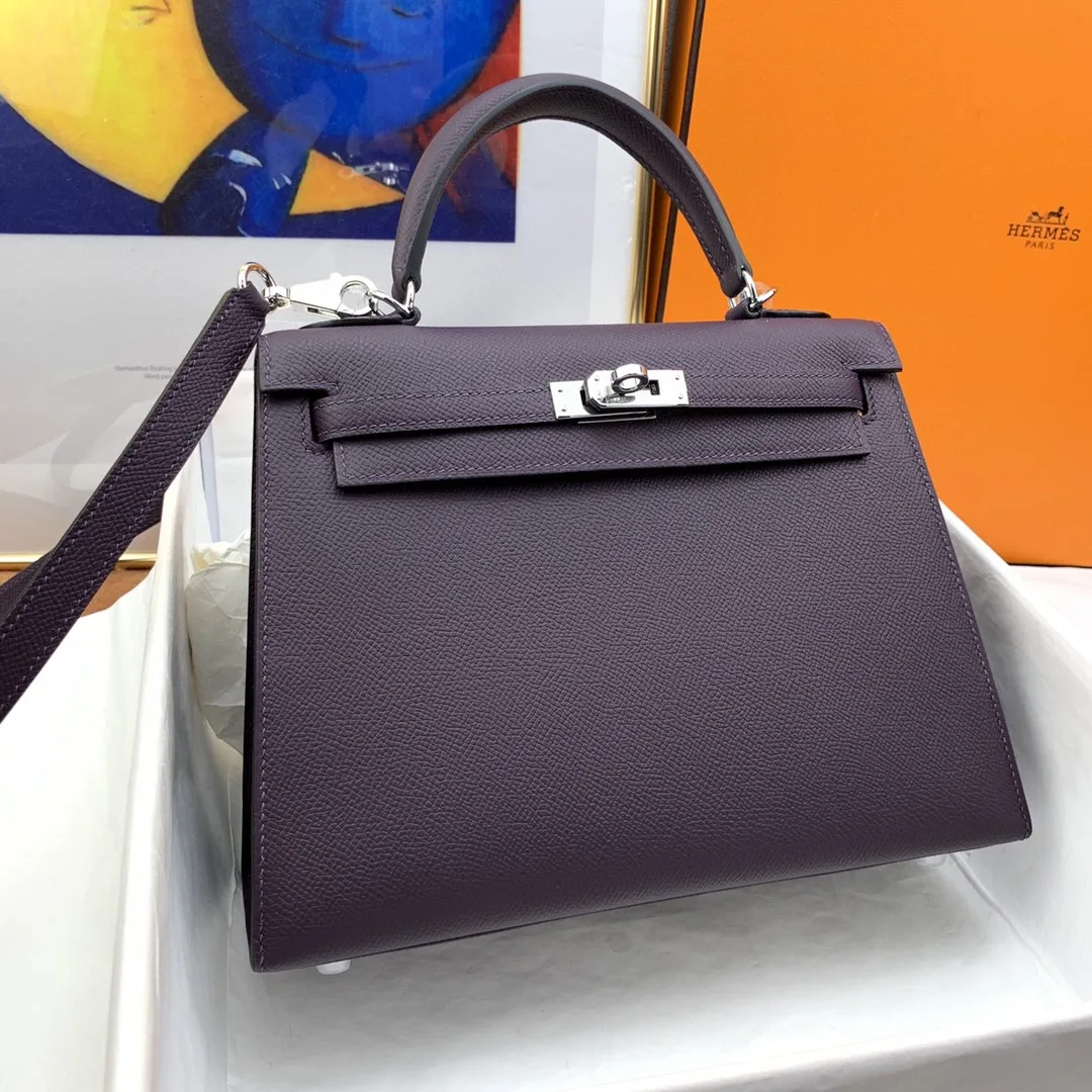 Hermes Kelly 25 Sellier Epsom Dark Purple Bag