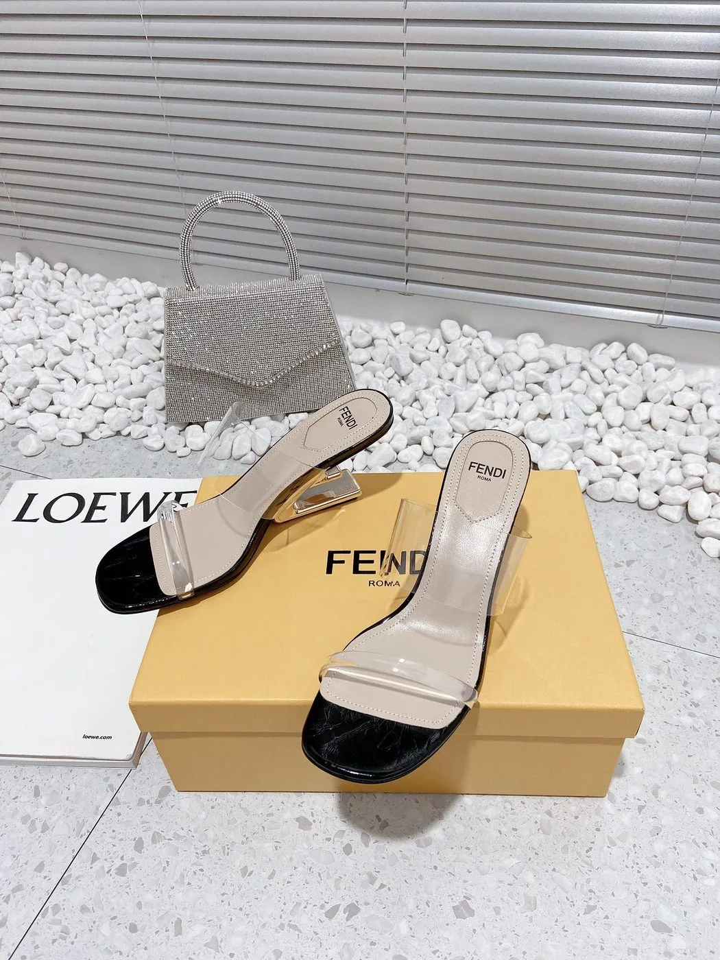 Fendi First Black Transparent Medium-Heeled Sandals - Image 3