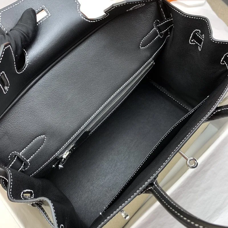Hermes Birkin Top Handle Bag / Nata Swift BiColor Silver Hardware - Image 5