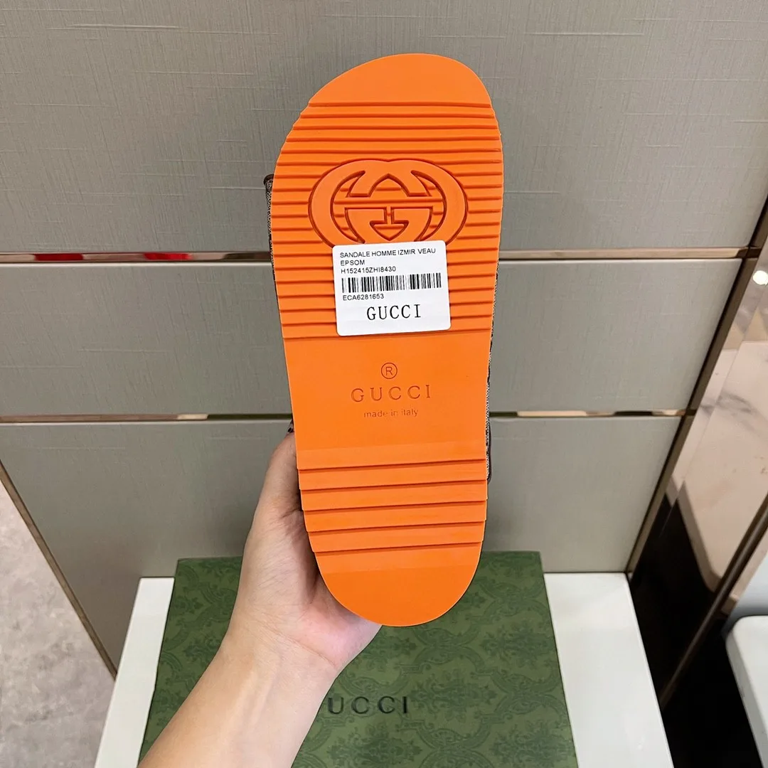 Gucci Slide Sandal With Straps Gray Orange 2HK60 - Image 5