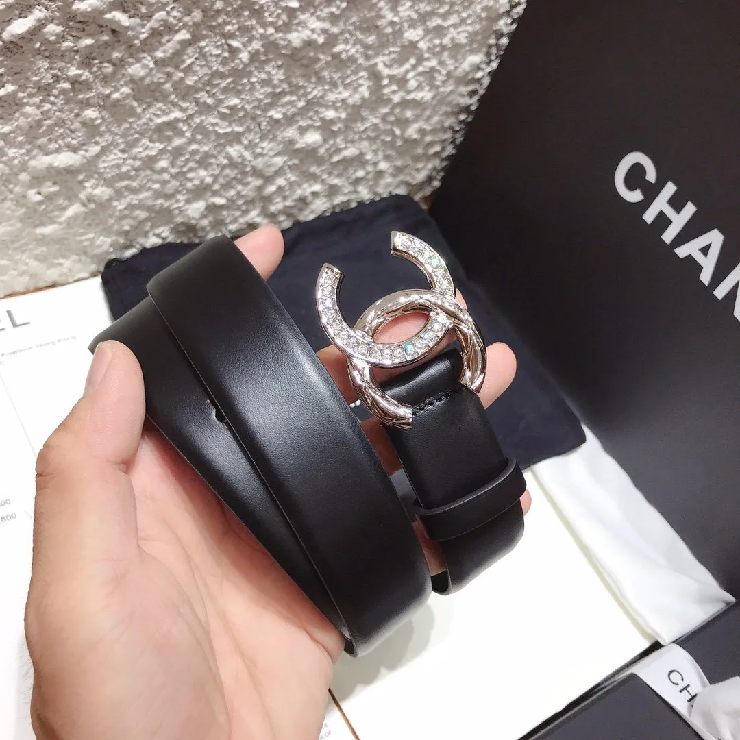 Chanel Black Belt With Double C Buckle Silver-Toned Metal Women - Image 2
