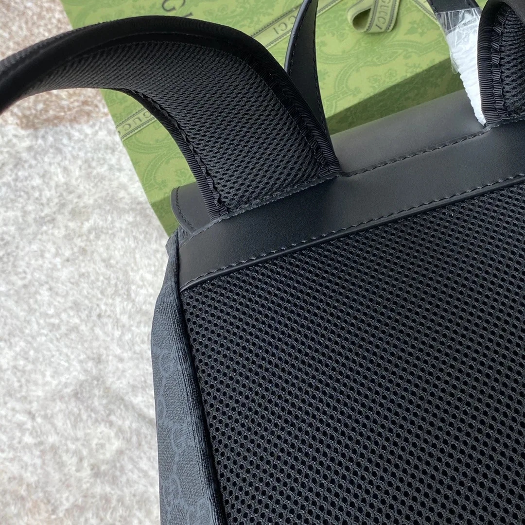 Gucci Black Backpack Black/Grey Soft GG Supreme Blue And Red Web / - Image 5