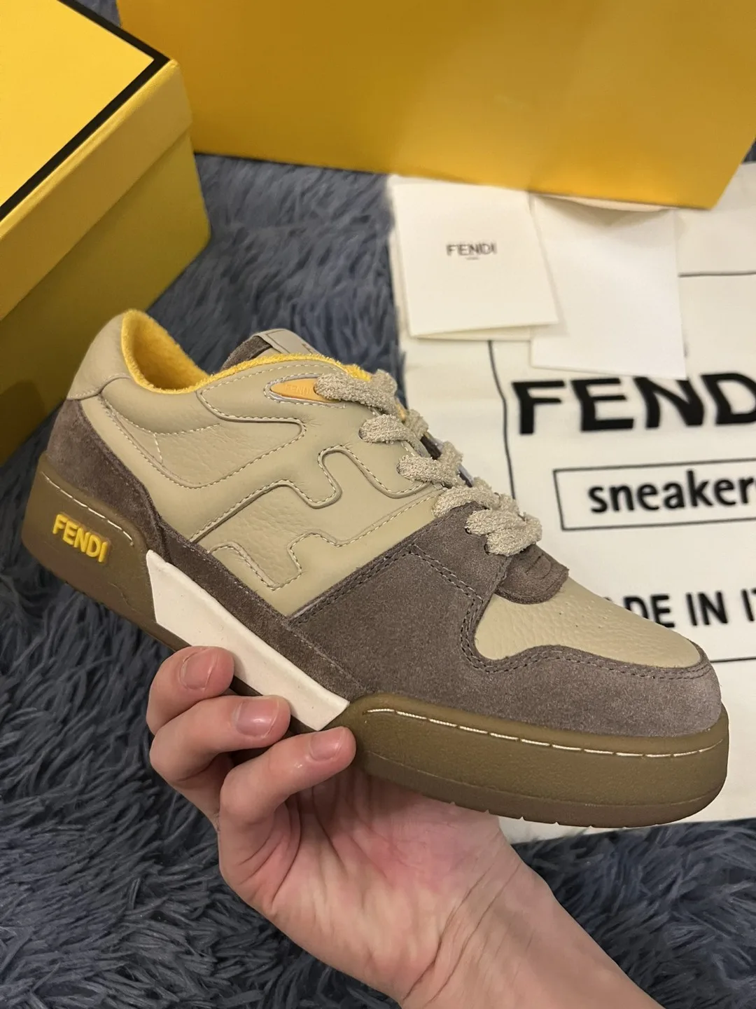 Fendi Match Low Tops In Beige 8E8252AHH2F1FHU - Image 5