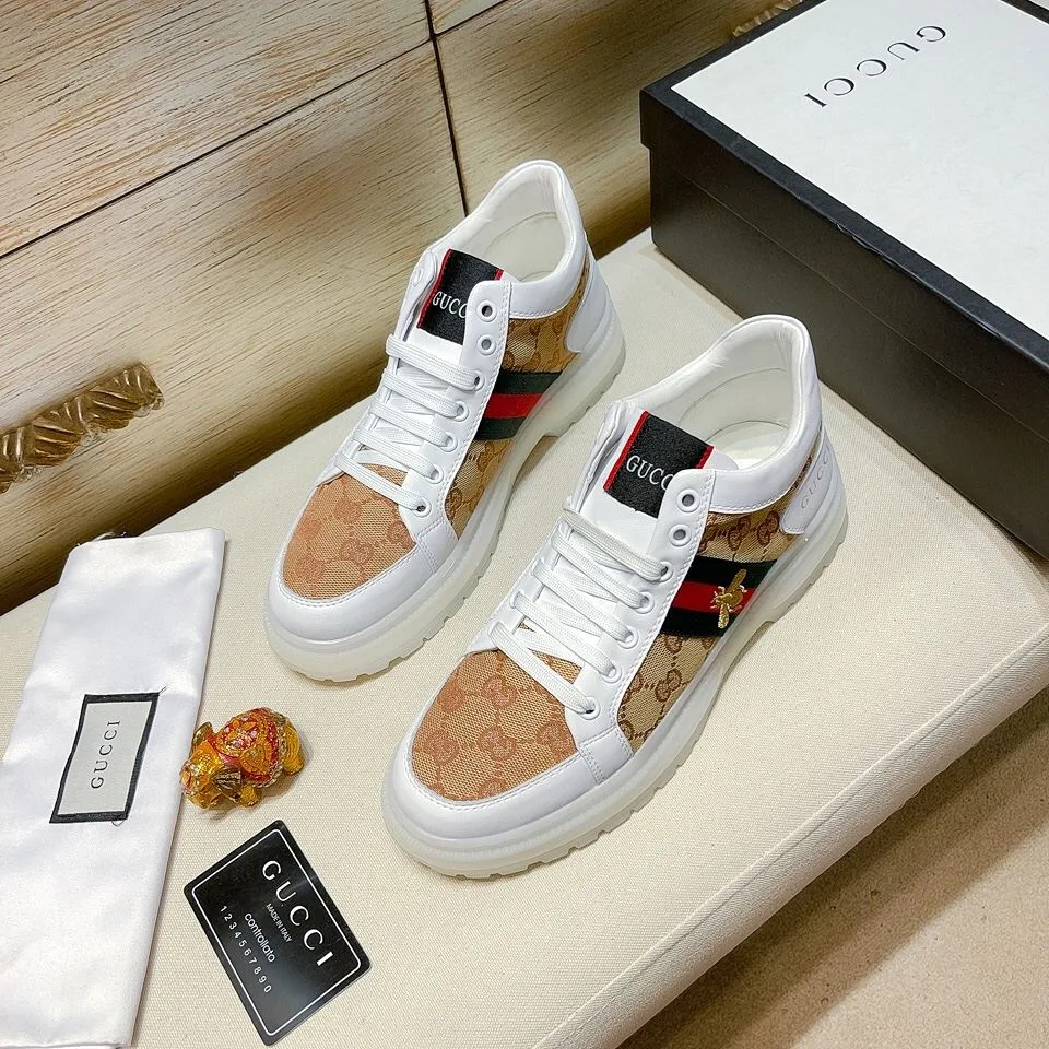 Gucci Men’s GG With Web And Bee High Top Sneaker White - Image 8