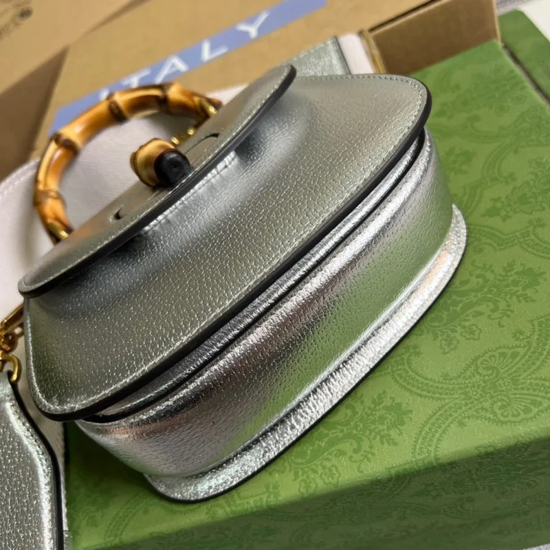 Gucci Bamboo 1947 Mini Top Handle Bag Silver - Image 12