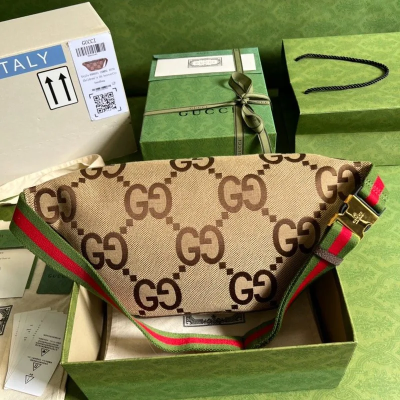 Gucci Jumbo GG Belt Bag / Camel/ Ebony Jumbo GG Canvas - Image 10