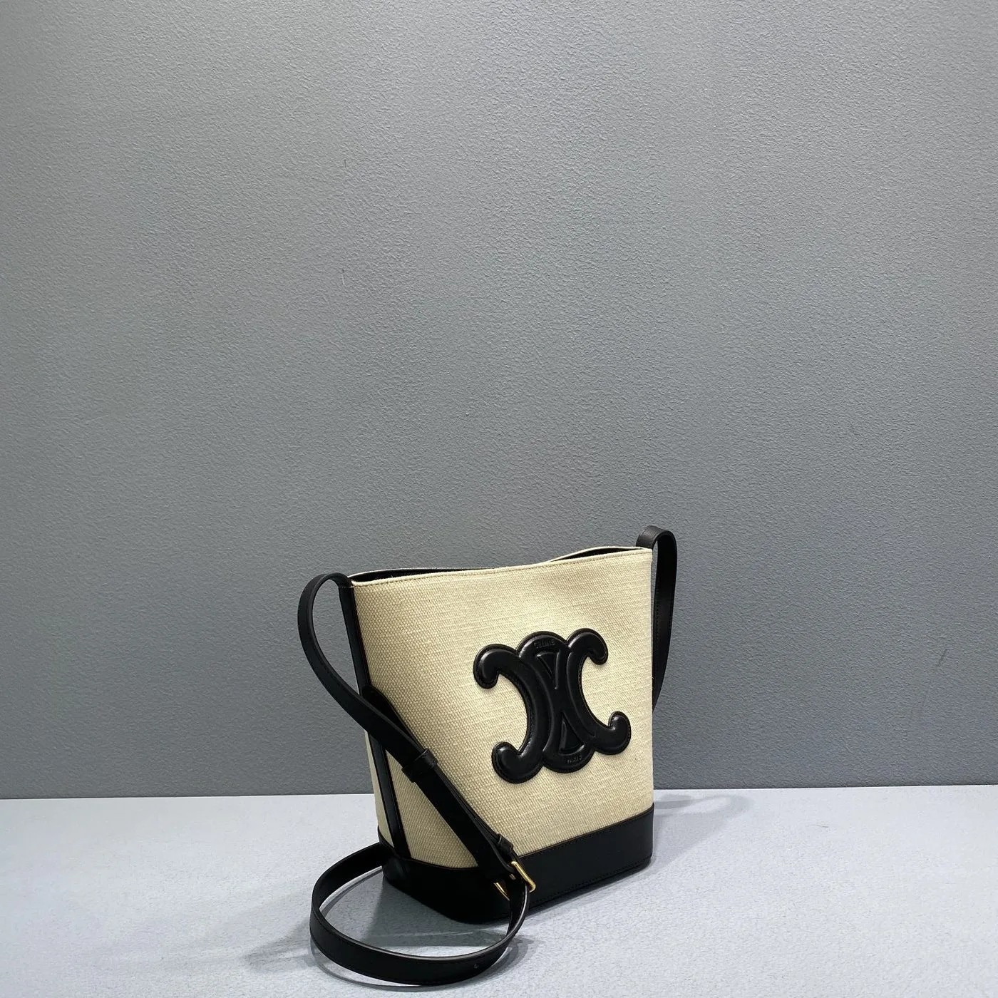 Alternative view of Celine Small Bucket Cuir Triomphe In Textile Beige/Black /
