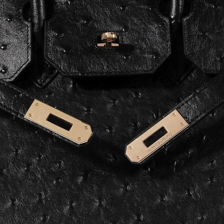 Hermes Birkin With Textures Top Handle Bag / Black Gold Hardware - Image 7
