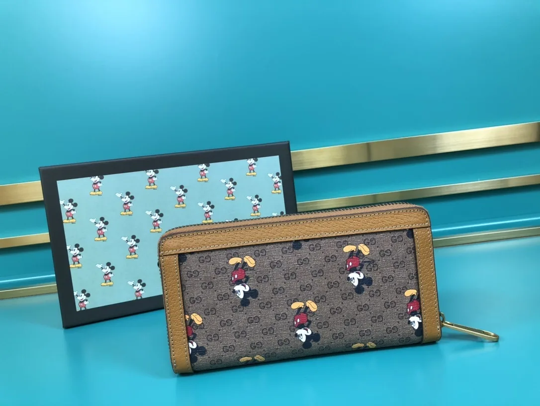 Gucci x Disney Mickey Light Brown Light Brown Zip Around Wallet - Image 6