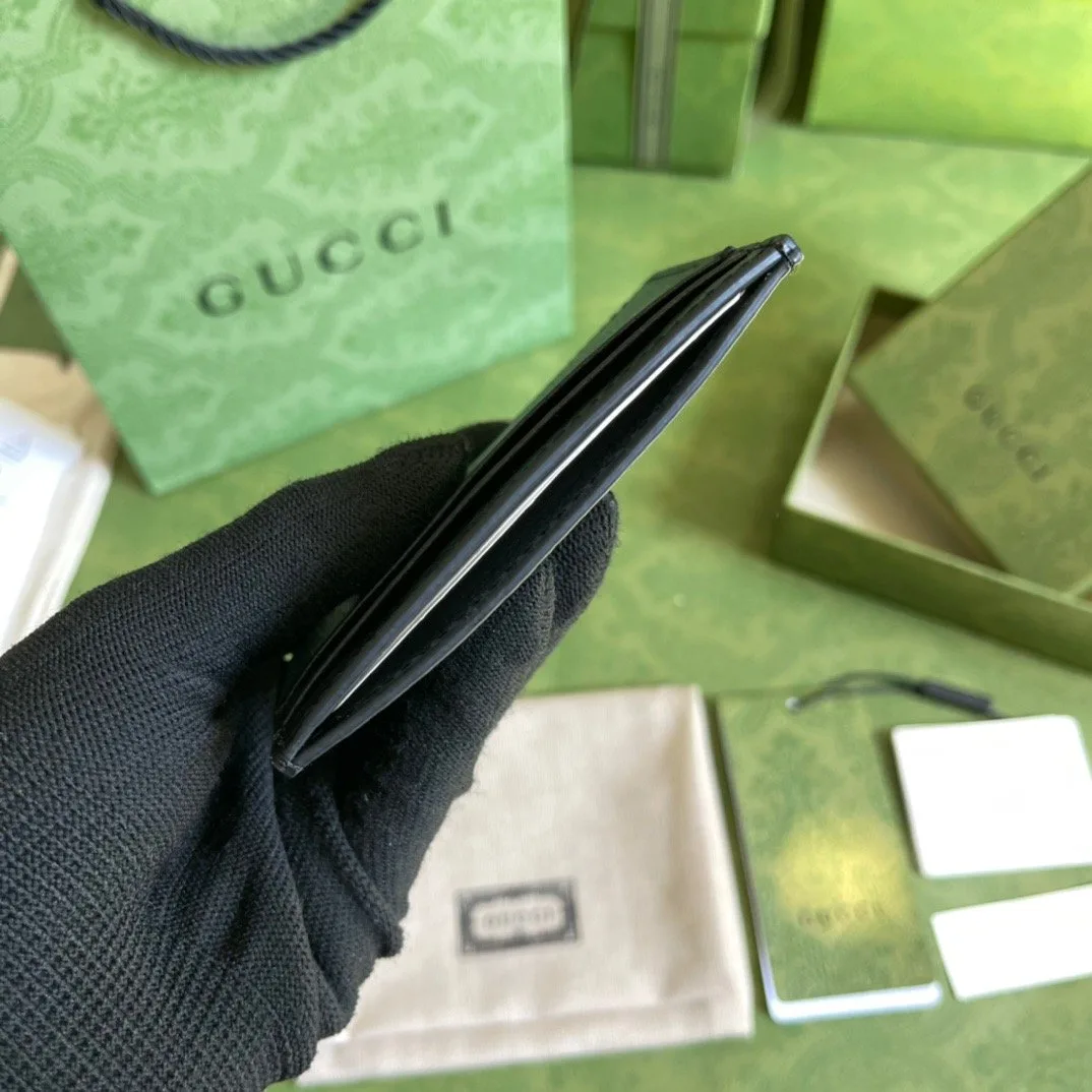 Gucci GG Marmont Card Case Rough Black Gold Toned Hardware / - Image 9
