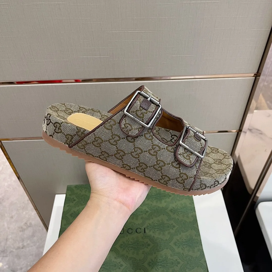Gucci Women’s Slide Sandal With Straps Beige And Ebony - Image 4