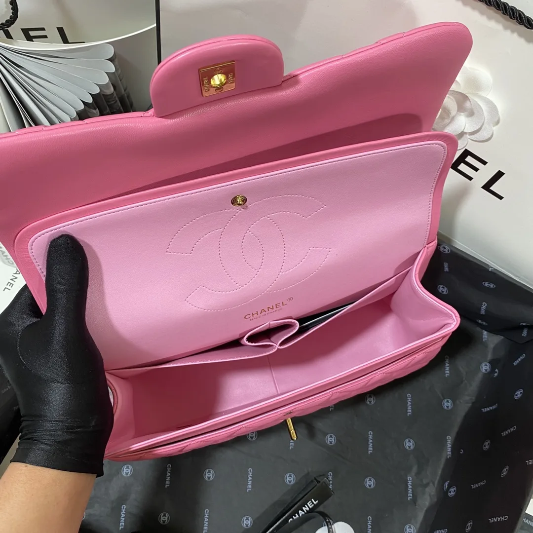 Chanel Classic Flap Bag Large Crossbody / Pink Gold Hardware - Image 8