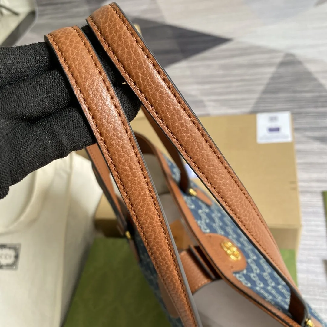 Alternative view of Gucci Ophidia GG Medium Tote Dark Blue And Ivory Eco Washed Organic GG Jacquard Denim /