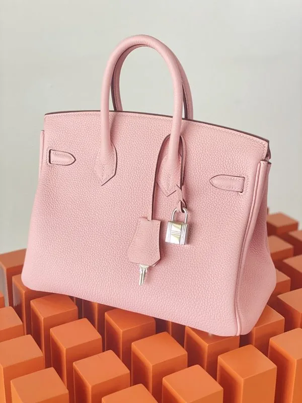 Alternative view of Hermes Birkin Top Handle Bag / Nata Togo Leather Pink Silver Hardware