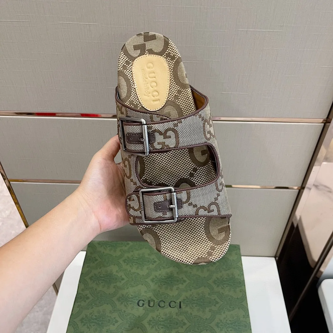 Gucci Maxi GG Slide Sandal With Straps Beige And Ebony 2HK60 - Image 9