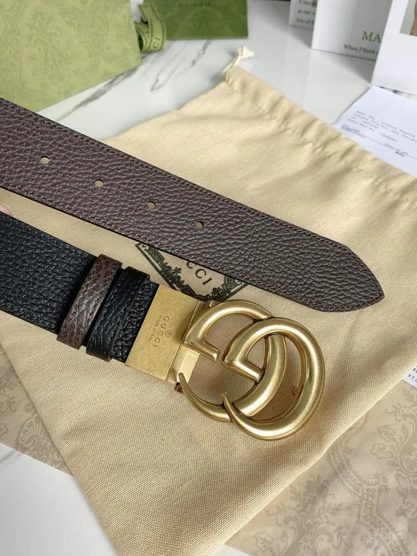 Alternative view of Gucci Reversible Belt With Double G Buckle Black/Light Brown, GG Women