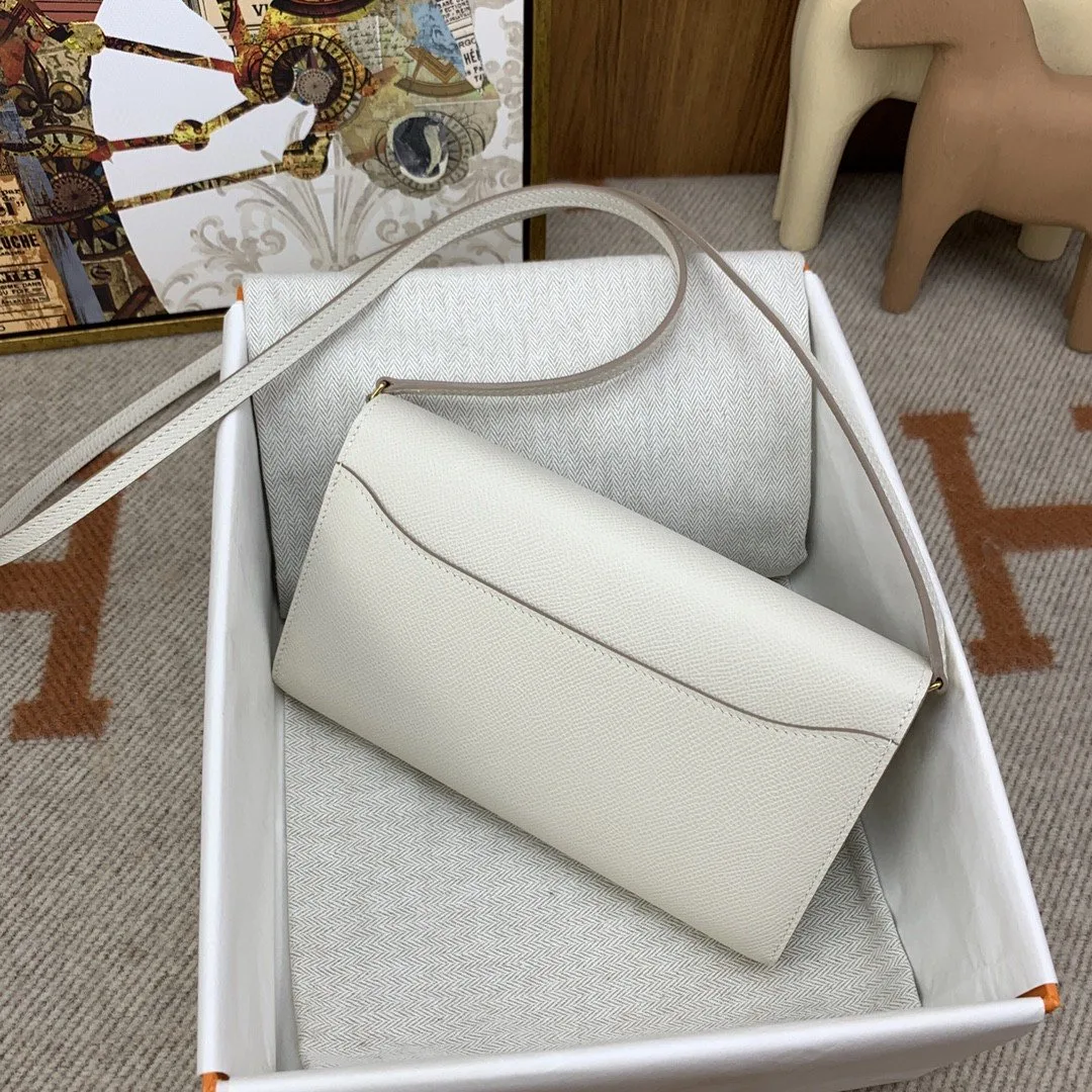 Hermes Constance Long Togo Wallet White, Gold Toned Hardware Bag - Image 4