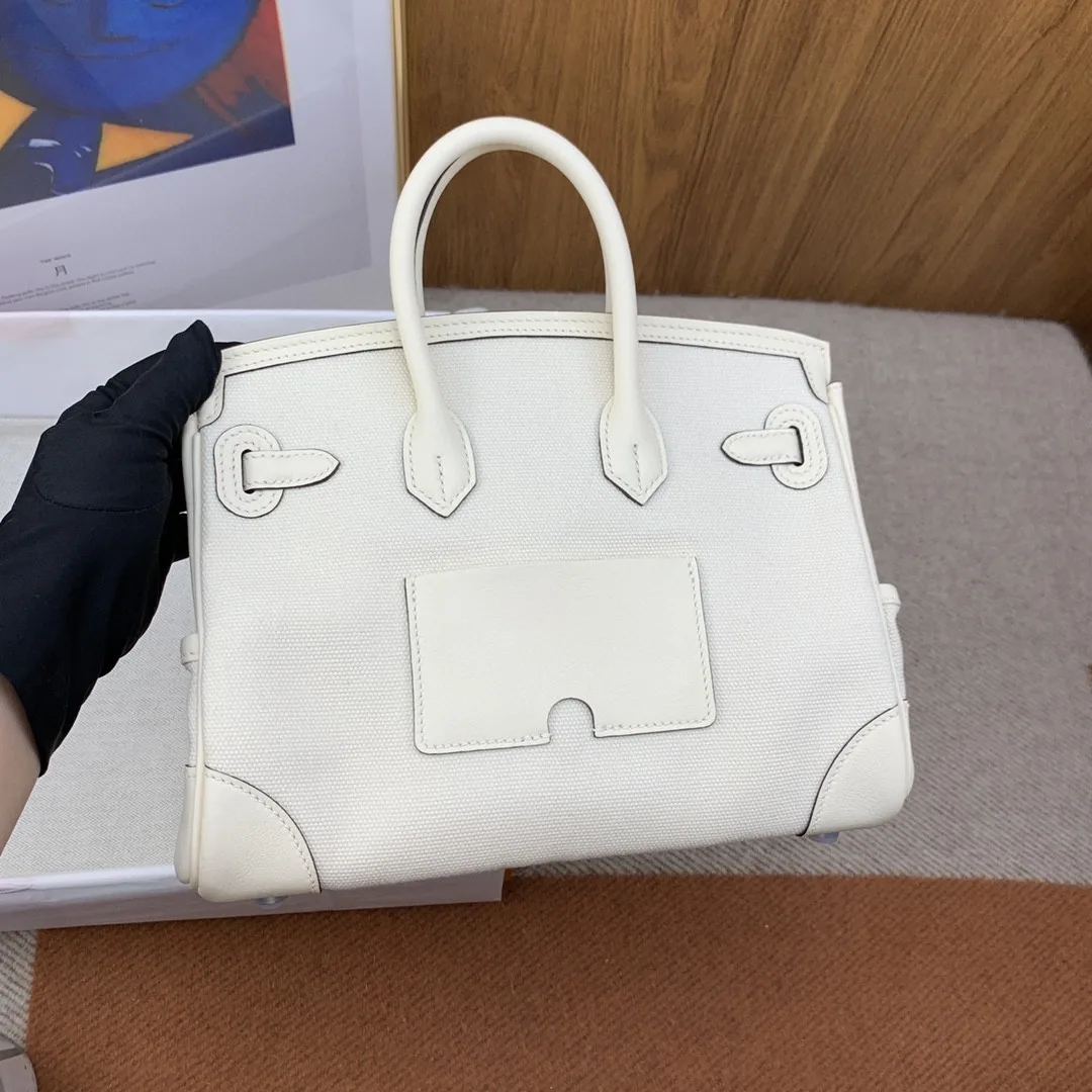 Hermes Birkin Cargo 25 Top Handle Bag / White Silver Hardware - Image 2
