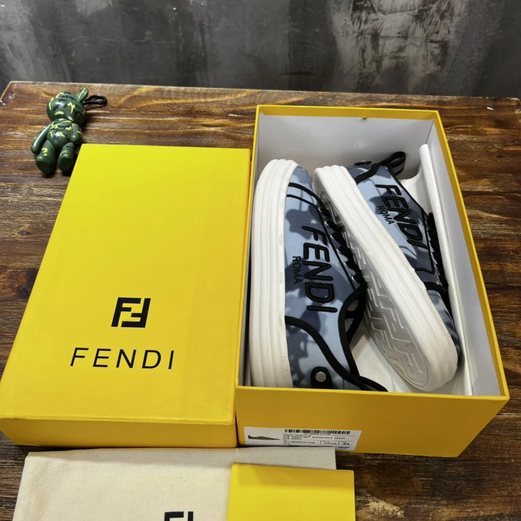 Fendi Domino Fabric Sneakers Blue - Image 9