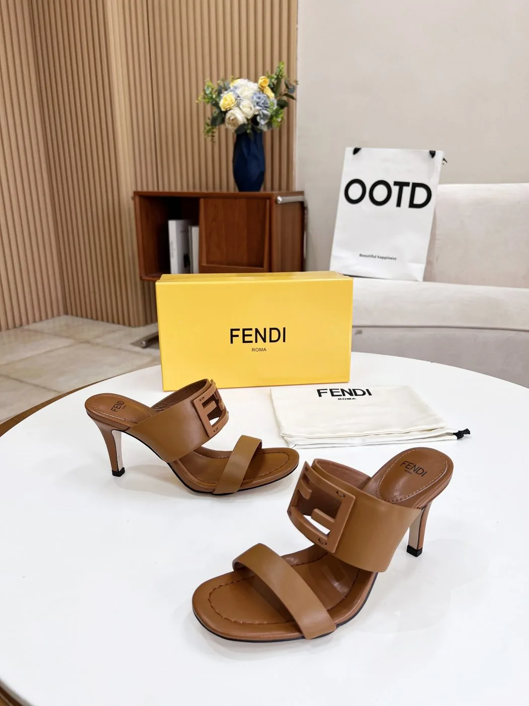 Fendi Baguette Brown Heels - Image 9