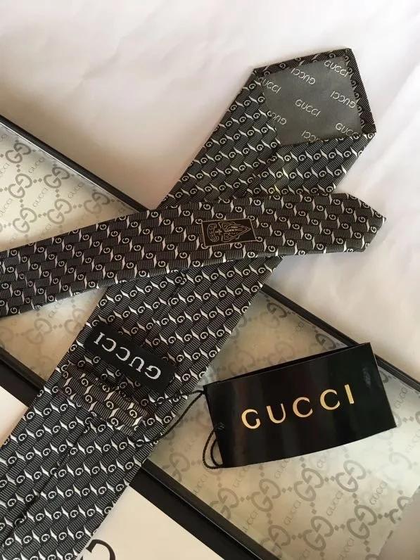 Alternative view of Gucci G Silk Jacquard Tie Dark Grey GG Men