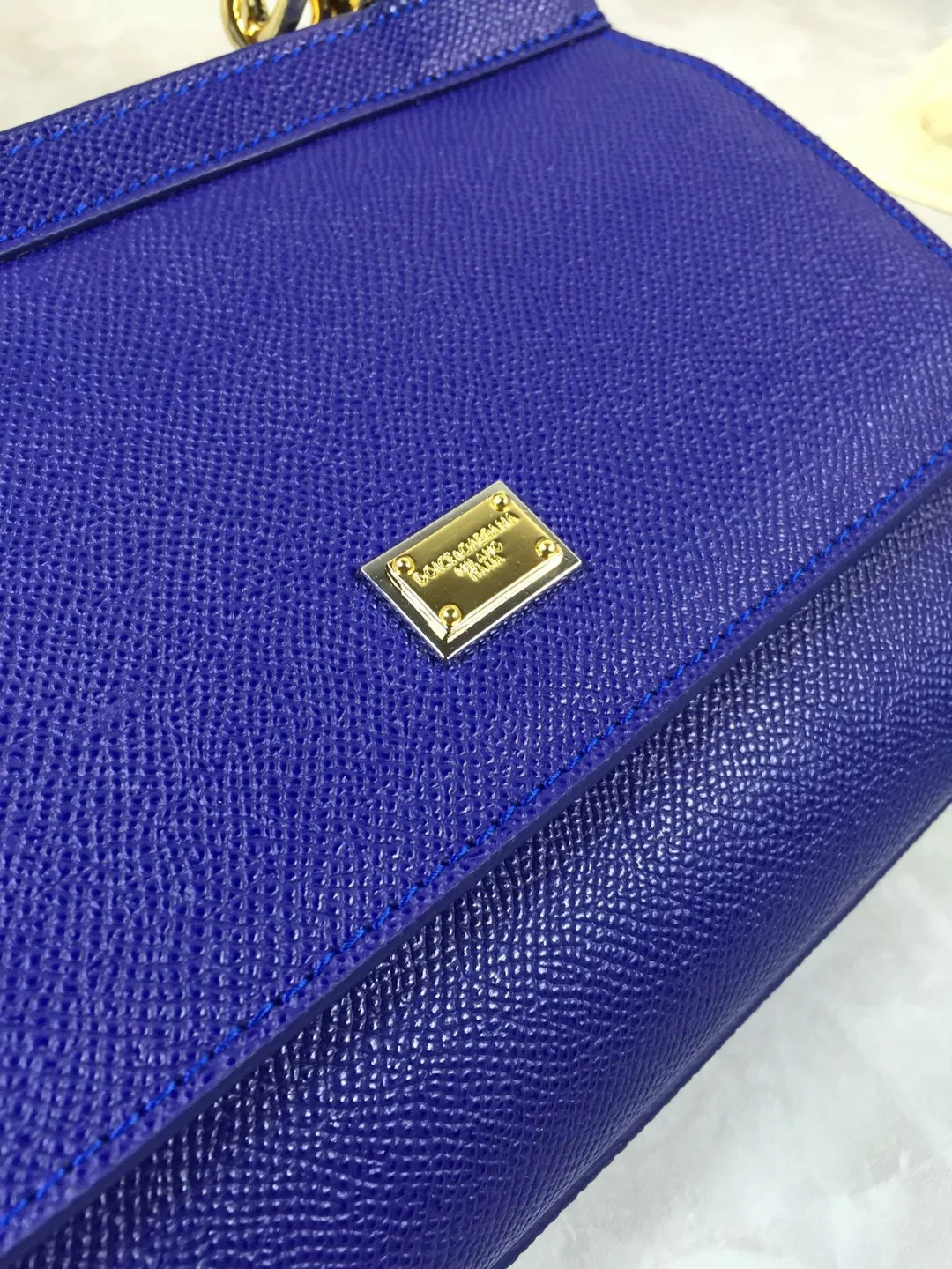 Alternative view of Dolce & Gabbana Medium Sicily Handbag In Dauphine Dark Blue / DG