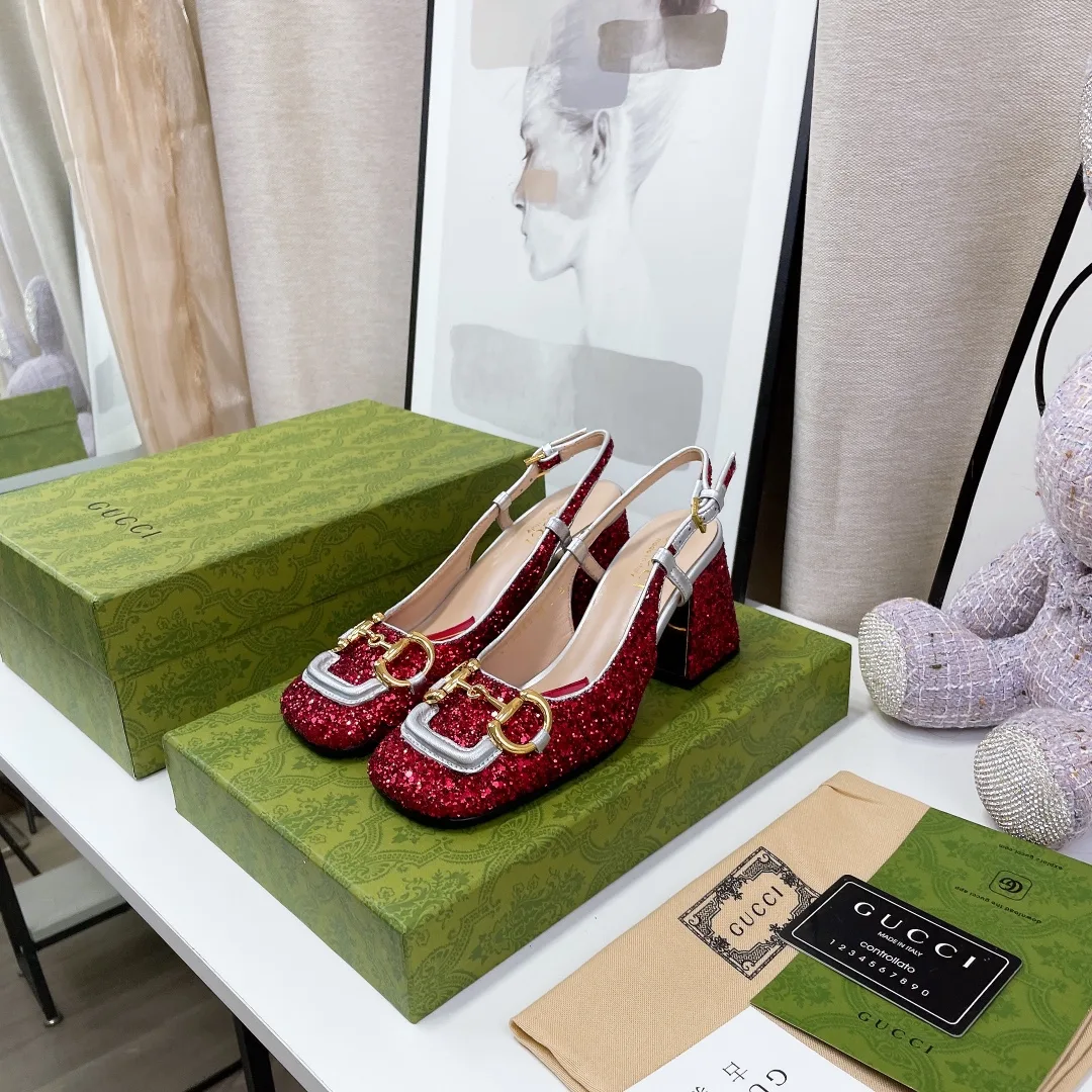 Alternative view of Gucci Lovelight Slingback Mid-Heel With Horsebit Red