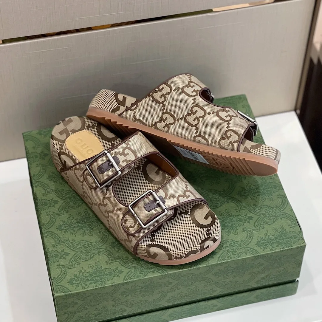 Gucci Maxi GG Slide Sandal With Straps Beige And Ebony 2HK60 - Image 8