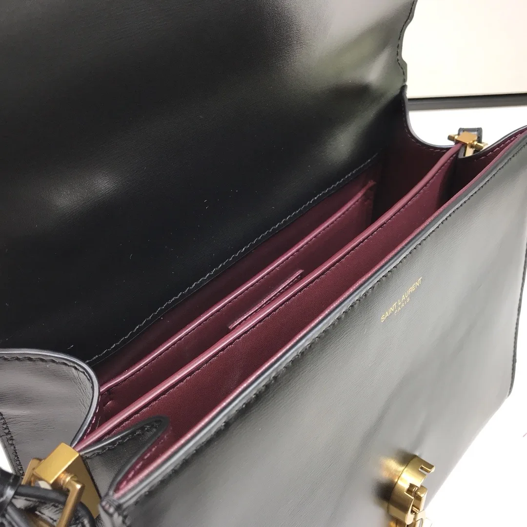 Alternative view of Saint Laurent Cassandra Medium Top Handle Bag In Grain Black / YSL
