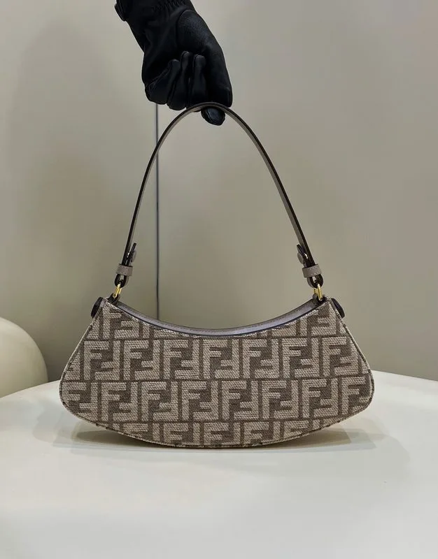 Fendi OLock Swing Dove Gray Tapestry Fabric Bag For Woman / - Image 7