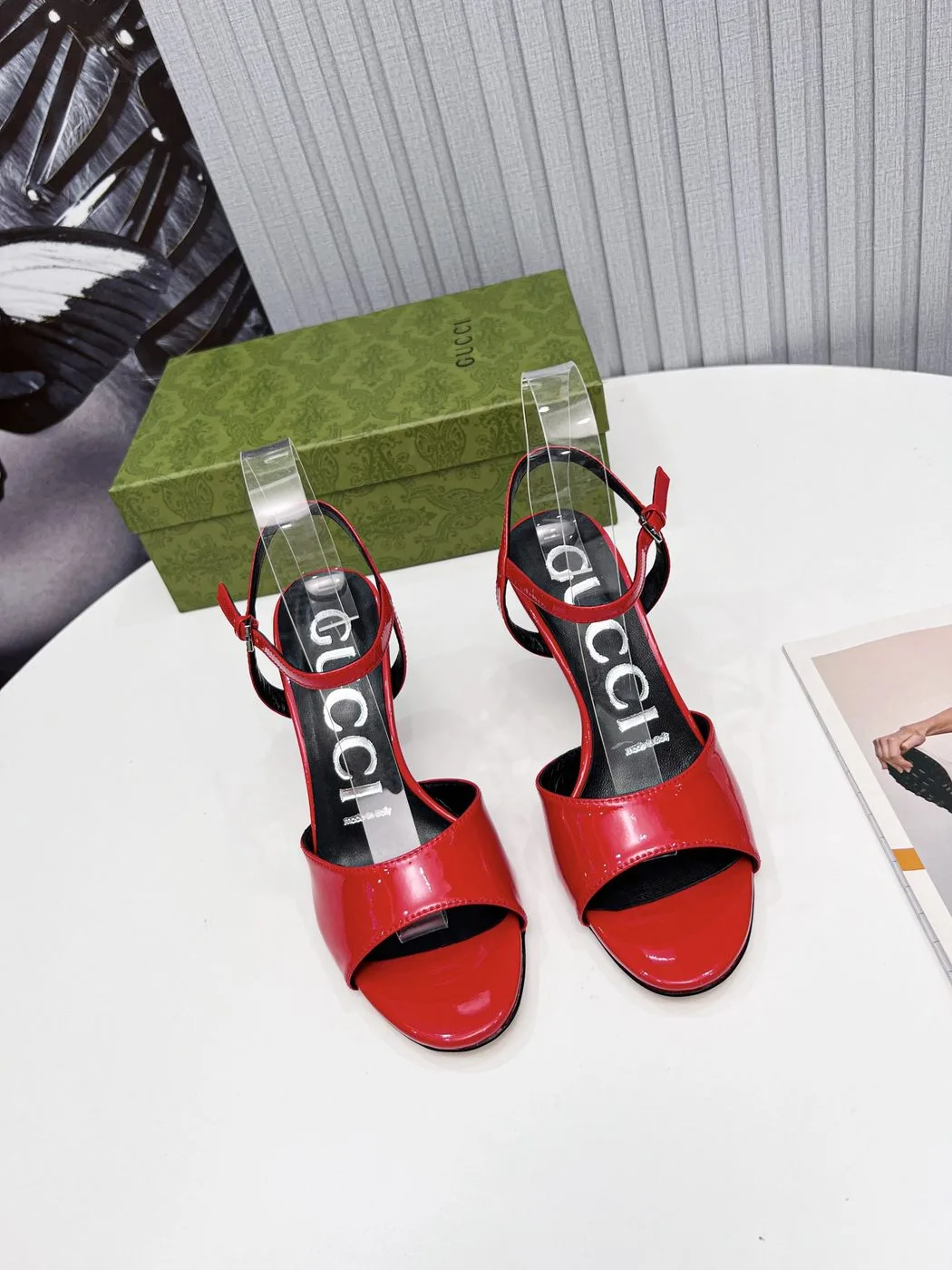Gucci Women’s High-Heel Sandal By Matelasse Red - Image 4