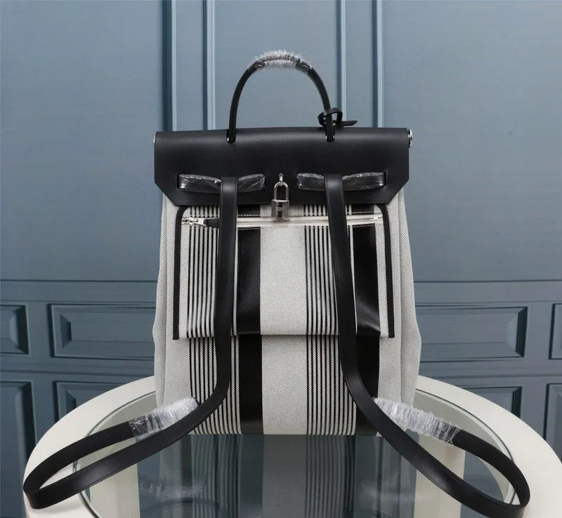 Alternative view of Hermes Buckle Lock Shape Striped Silver Toned Hardware Bag