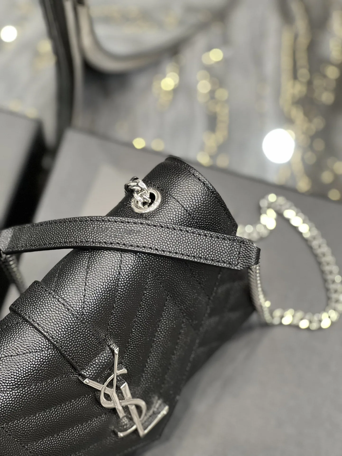 Alternative view of Saint Laurent Small Bag Black In Mix Matelasse / YSL