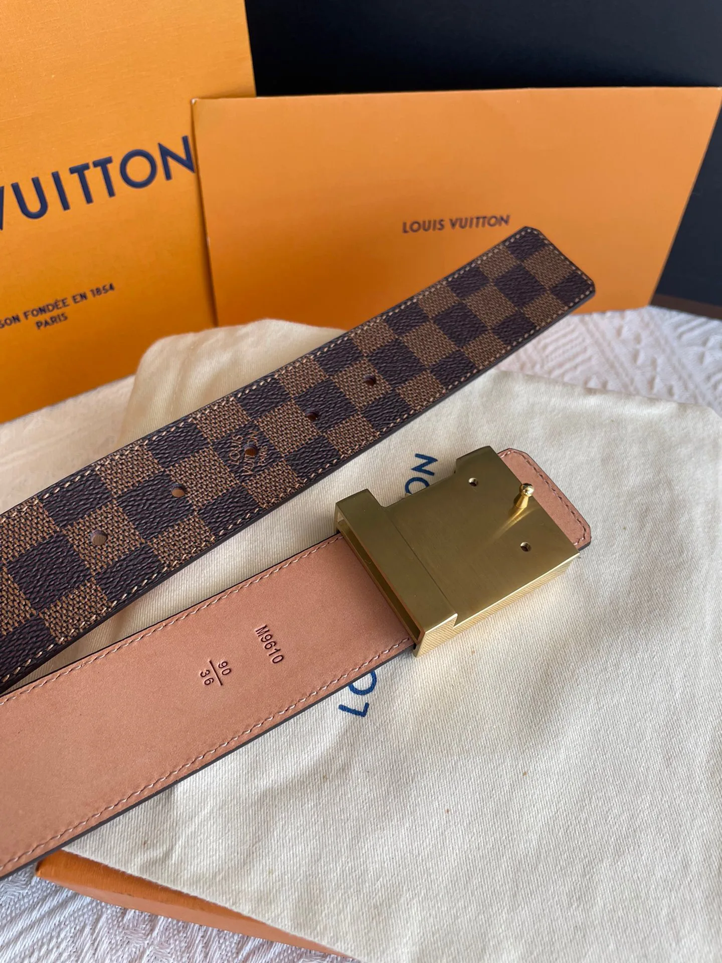 Alternative view of Louis Vuitton Twist Iconic Initiales LV Belt Damier Infini Canvas Brown Gold Finishing