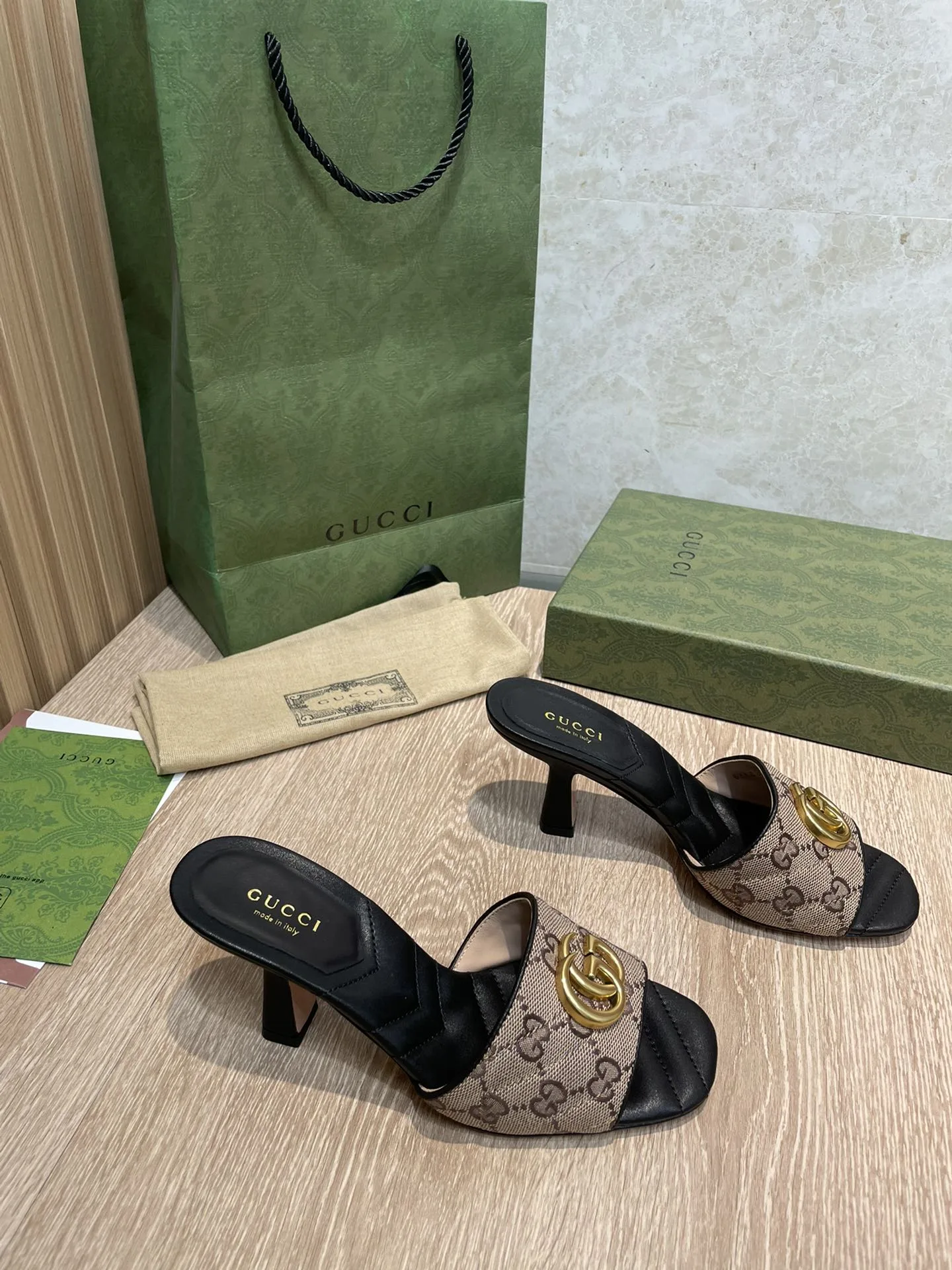 Gucci Double G Slide Sandal Chevron Matelasse Black GG - Image 2