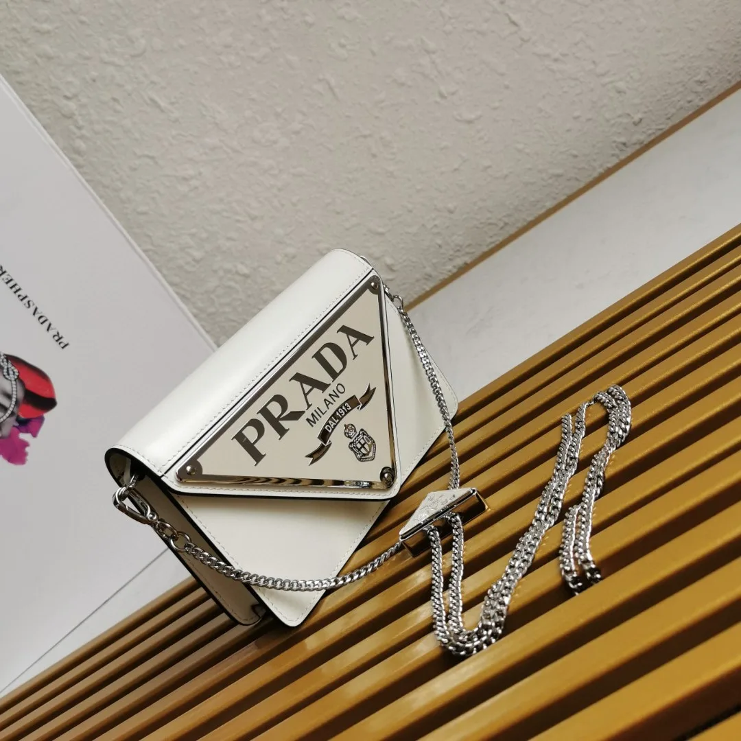 Prada Brushed Shoulder Bag White - Image 4