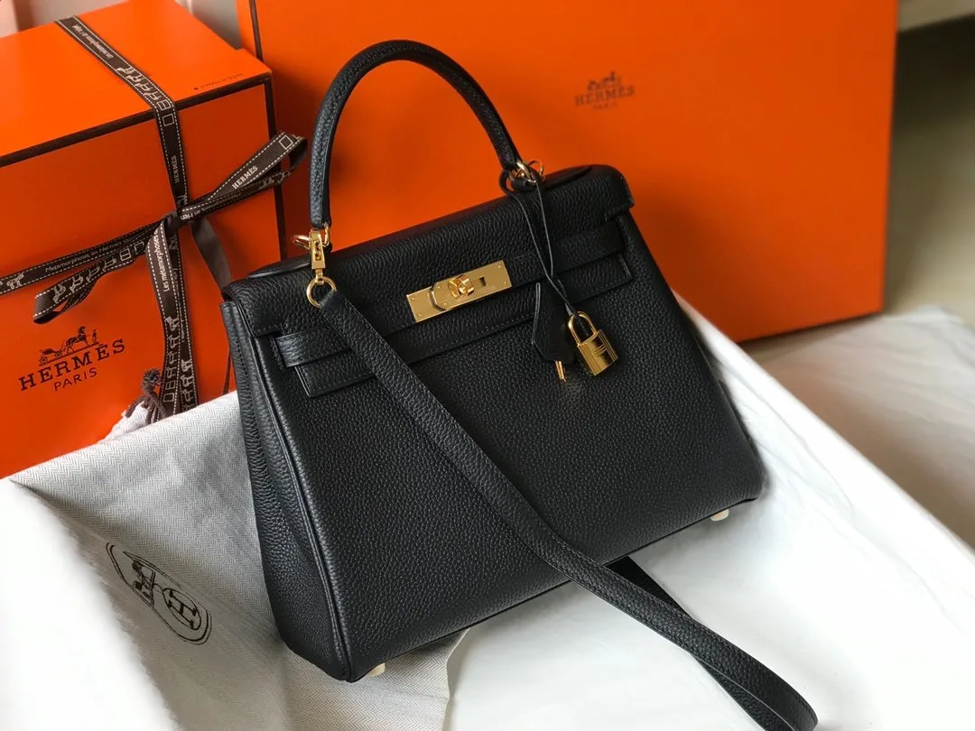 Hermes Kelly 28 Retourne Togo Black Bag - Image 5