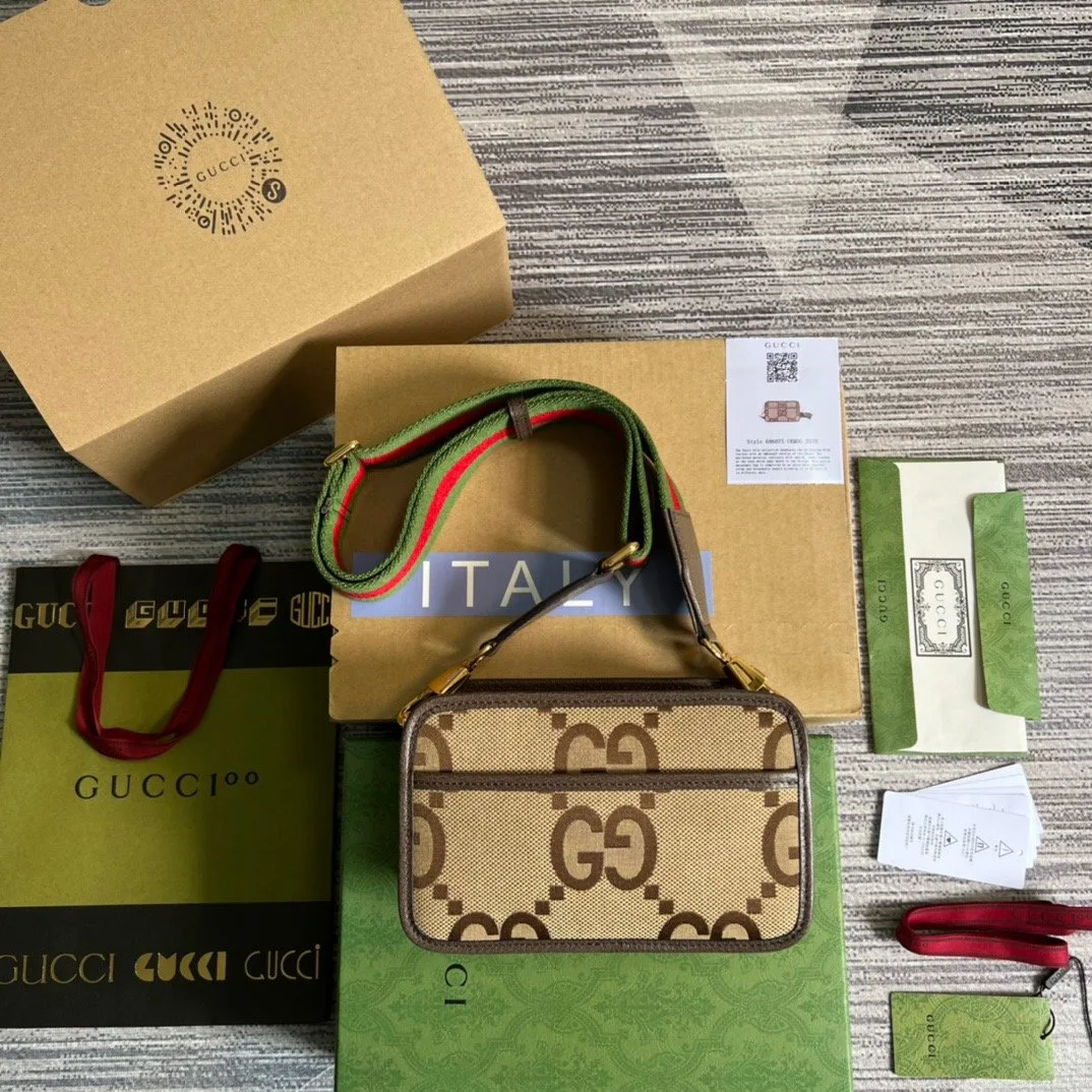 Gucci Jumbo GG Mini Bag Camel And Ebony Jumbo GG Canvas / - Image 3