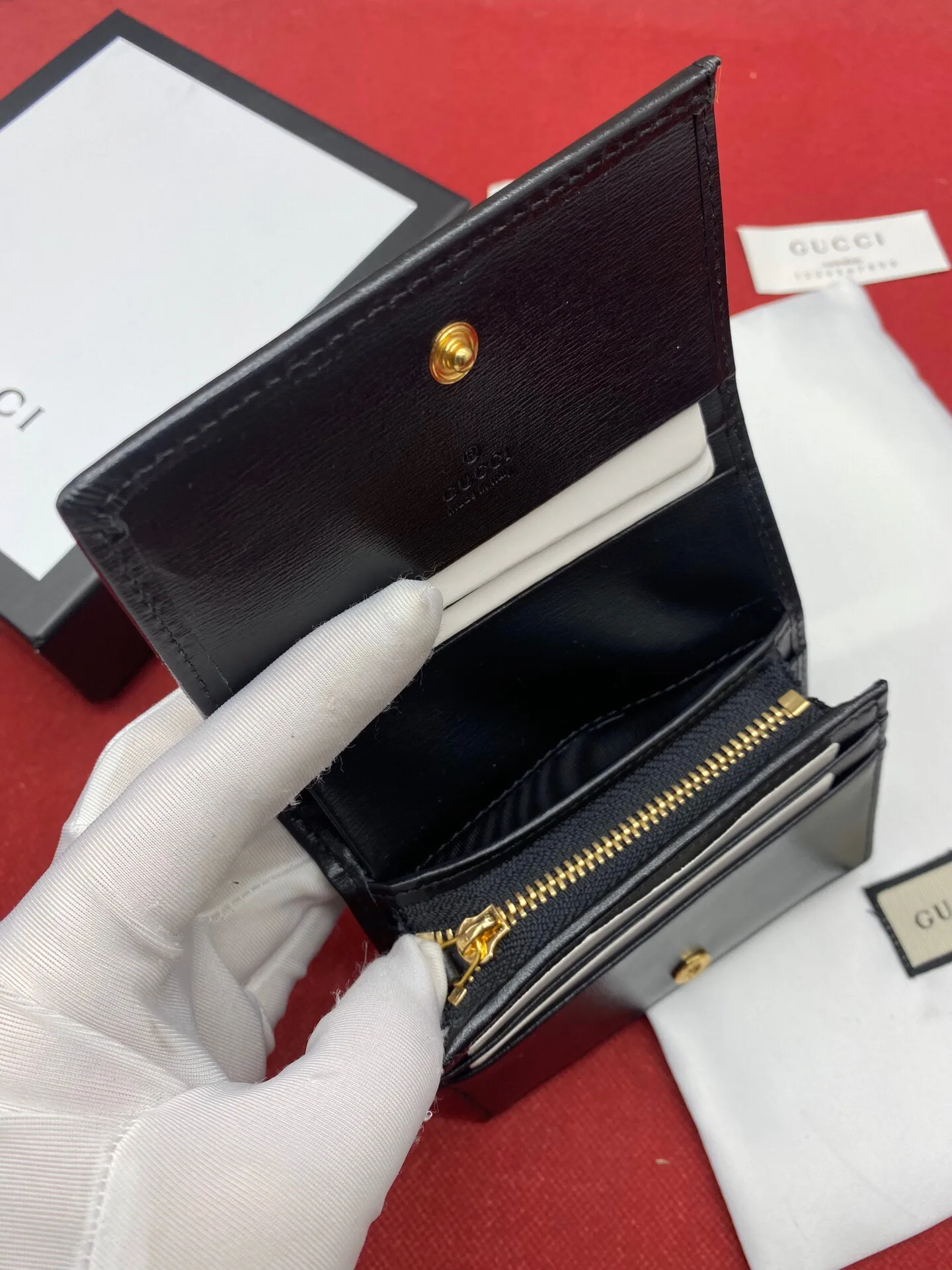Gucci Horsebit 1955 Card Case Wallet Black Womens Wallet / GG - Image 3