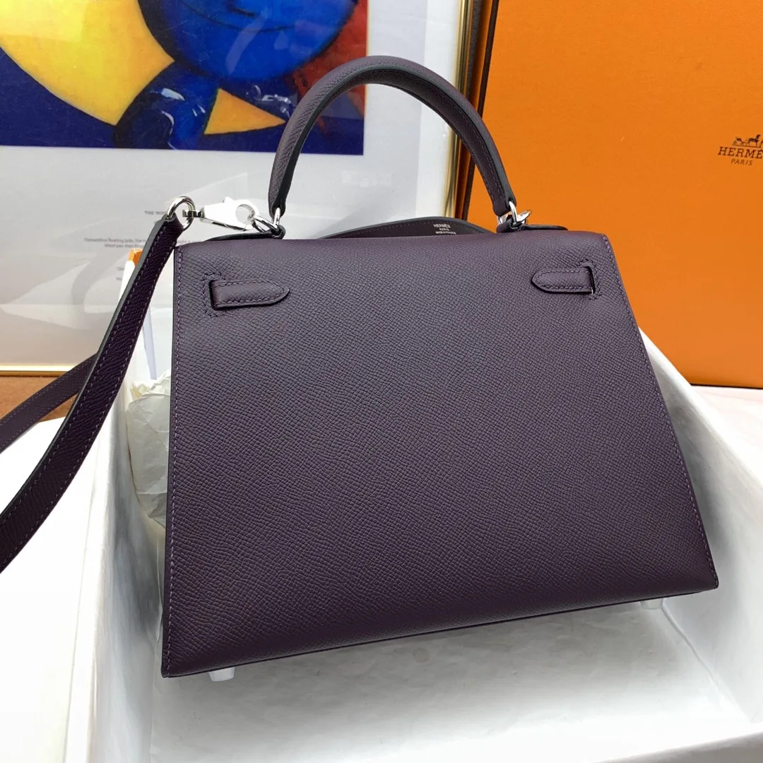 Hermes Kelly 25 Sellier Epsom Dark Purple Bag - Image 5