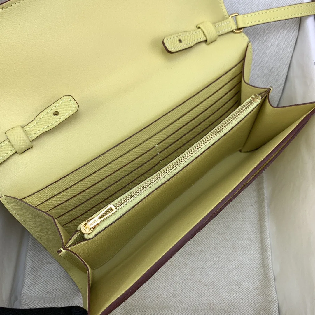 Hermes Constance Long Togo Wallet Yellow, Gold Toned Hardware Bag - Image 4