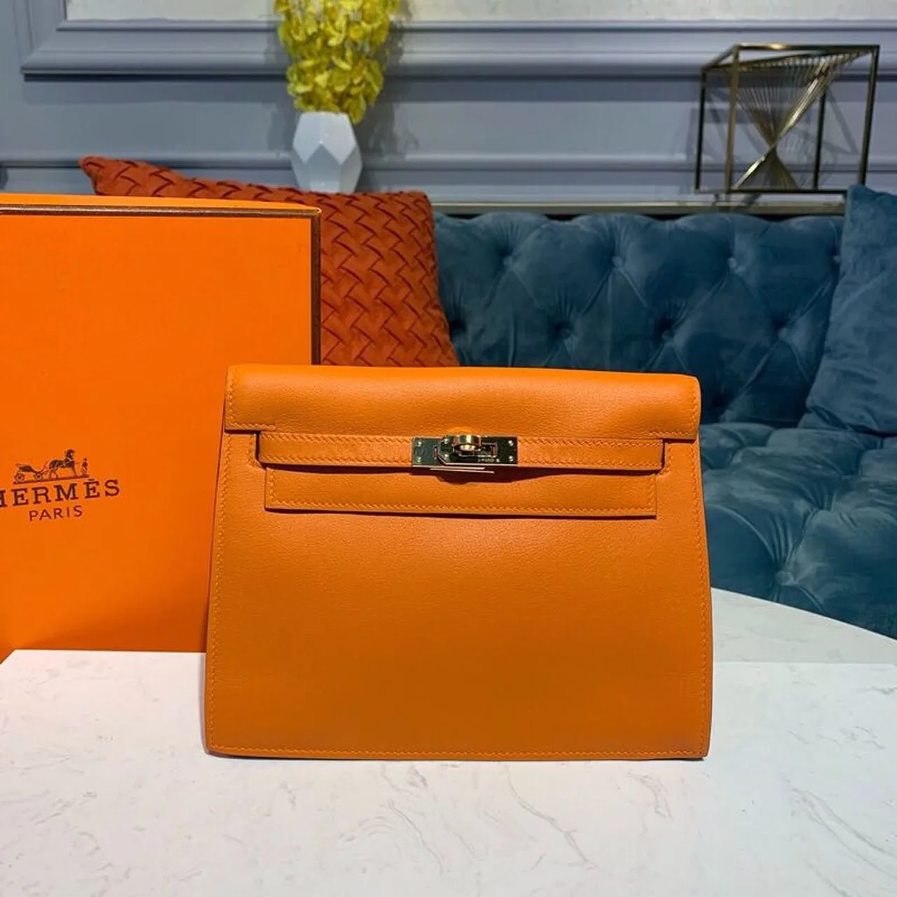Hermes Kelly Danse II Bag Swift Orange Gold Hardware / - Image 5
