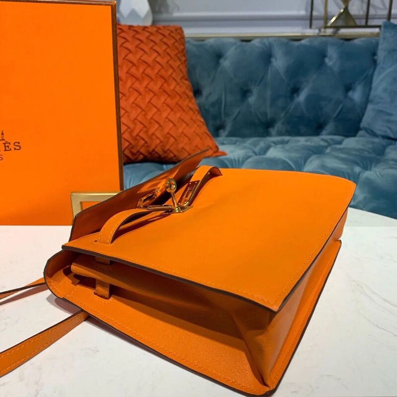 Hermes Kelly Danse II Bag Swift Orange Gold Hardware / - Image 3